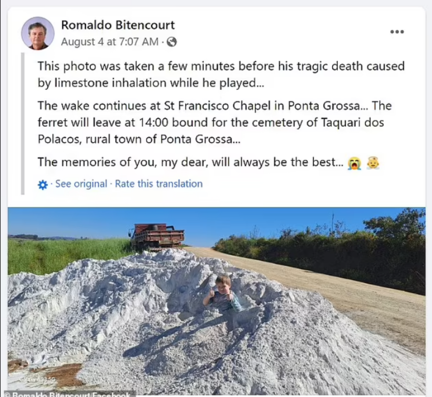 Τραγωδία στη Βραζιλία: Νεκρός 7χρονος λίγα λεπτά αφότου φωτογραφήθηκε να παίζει σε άμμο ασβεστόλιθου