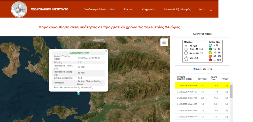 Σεισμός τώρα 3,7 Ρίχτερ στη Σάμο 