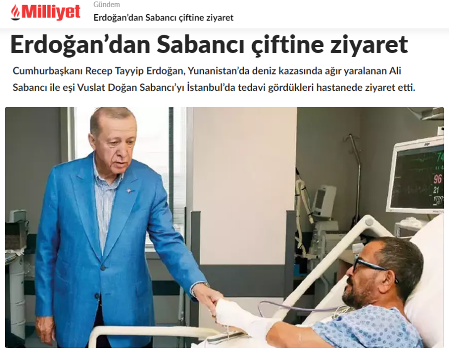 Τουρκία - Ερντογάν: Επισκέφθηκε στο νοσοκομείο τον ιδιοκτήτη της «Pegasus Airlines» που τραυματίστηκε στην Ελλάδα