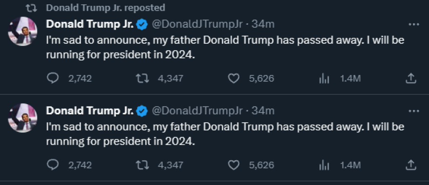 Χάκαραν τον λογαριασμό του γιου του Τραμπ στο Twitter – Έγραφε ότι πέθανε ο πατέρας του
