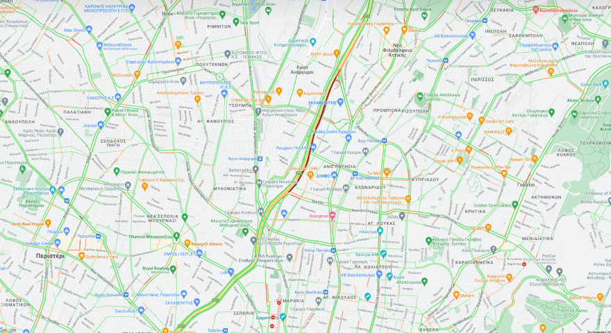 Μποτιλιάρισμα στον Κηφισό – Εκτροπή οχήματος στον κόμβο της Αχαρνών