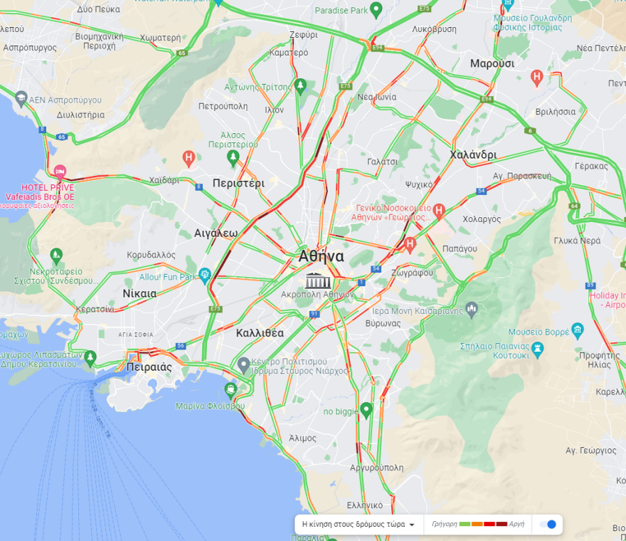 Κίνηση στους δρόμους: Μποτιλιάρισμα  σε Αττική Οδό και Κηφισό - Live εικόνα