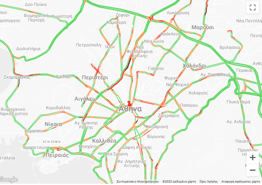 Κίνηση στους δρόμους: Μποτιλιάρισμα  σε Αττική Οδό και Κηφισό - Live εικόνα