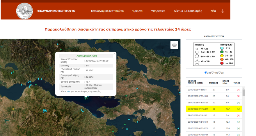 Σεισμός τώρα 3,6 Ρίχτερ στον Κορινθιακό - Κοντά στο Ξυλόκαστρο το επίκεντρο