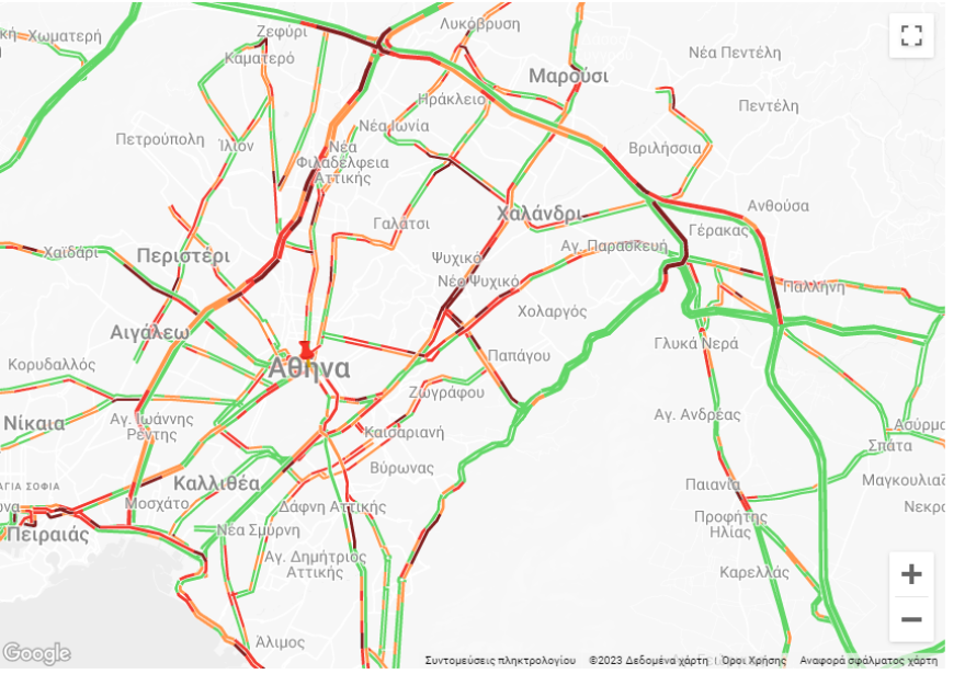 Κίνηση στους δρόμους: Χαμηλές ταχύτητες στον Κηφισό – Μεγάλες καθυστερήσεις άνω των 20 λεπτών στην Αττική Οδό