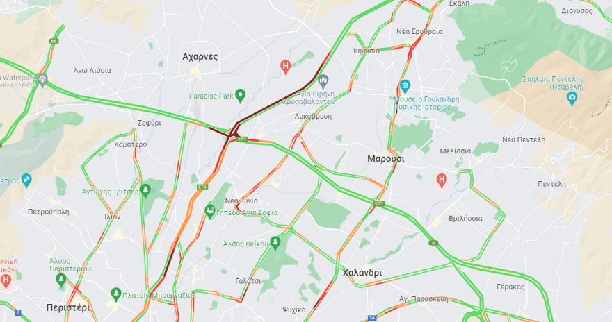 Kαθυστερήσεις στην Αττική Οδό στην έξοδο για Λαμία - Δείτε χάρτη με την κίνηση τώρα