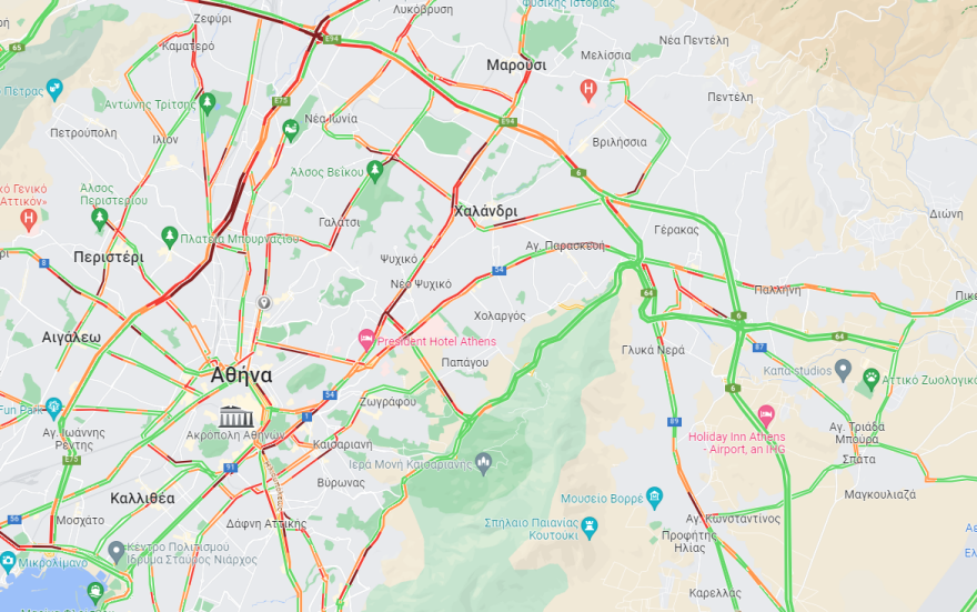 Κίνηση τώρα:  Μποτιλιάρισμα και μεγάλες καθυστερήσεις άνω των 30 λεπτών στην Αττική Οδό 