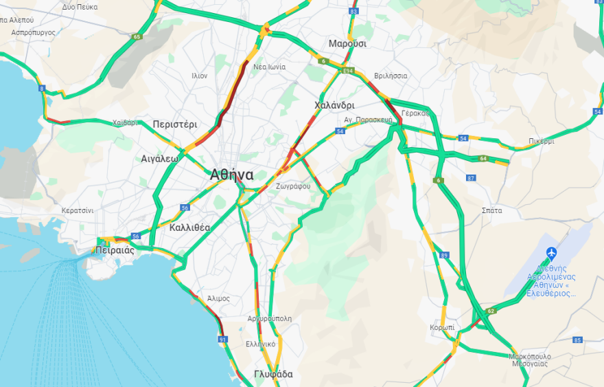 Κίνηση στους δρόμους: Πού έχει μποτιλιάρισμα τώρα - Live εικόνα 