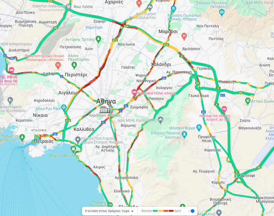 Κίνηση στους δρόμους: Πού έχει μποτιλιάρισμα τώρα - Live εικόνα 