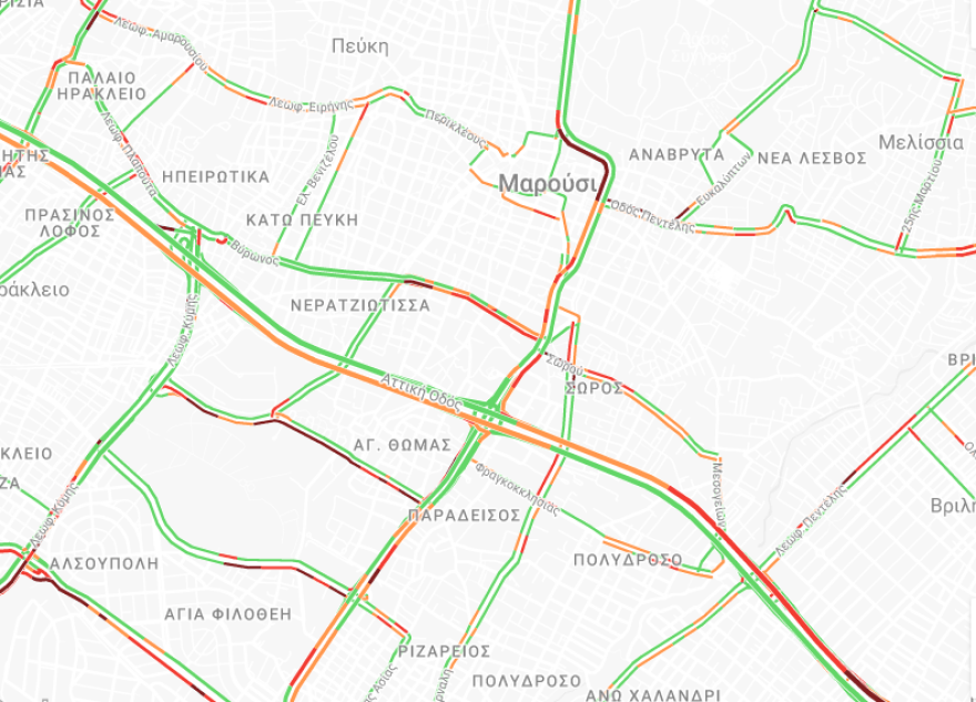 Κίνηση στους δρόμους: Μποτιλιάρισμα από νωρίς το πρωί σε Εθνική Οδό και Αττική Οδό -  Δύο τροχαία στην Κηφισίας