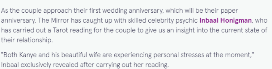 Κάνιε Γουέστ: H «Mirror» ζήτησε από μέντιουμ να της πει τι θα γίνει με τον γάμο του