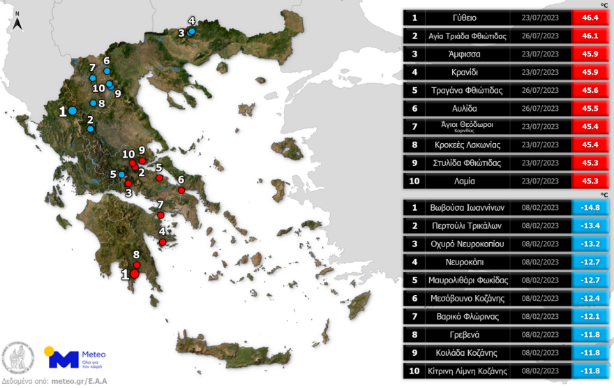 Η καιρική ανασκόπηση του 2023 από το meteo - Οι ακραίες θερμοκρασίες και το απόλυτο ρεκόρ βροχοπτώσεων
