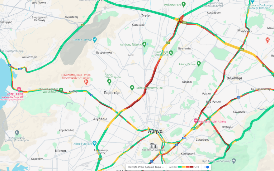 Κίνηση στους δρόμους: Μποτιλιάρισμα σήμερα σε Κηφισό, Αθηνών και Ιερά Οδό - Η εικόνα σε Αττική Οδό και παραλιακή