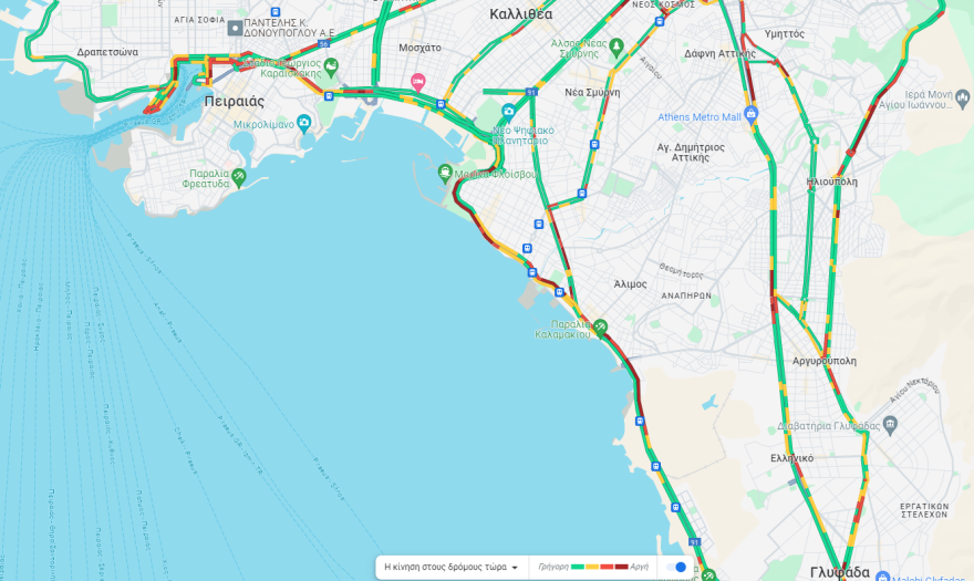 Κίνηση στους δρόμους: Μποτιλιάρισμα σήμερα σε Κηφισό, Αθηνών και Ιερά Οδό - Η εικόνα σε Αττική Οδό και παραλιακή