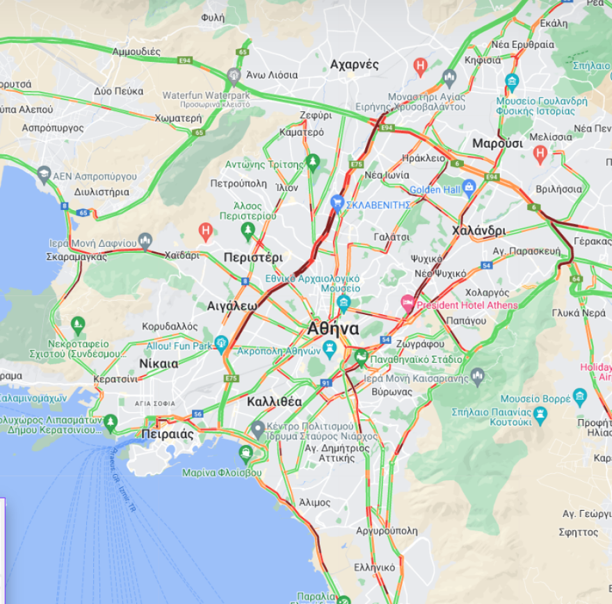 Κίνηση στους δρόμους: Μποτιλιαρισμένος ο Κηφισός, live εικόνα