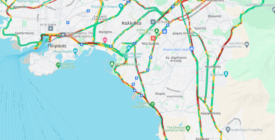 Κίνηση στους δρόμους: Μποτιλιαρισμένος ο Κηφισός, live εικόνα