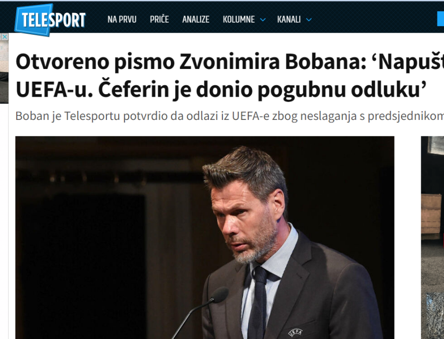 UEFA: Παραιτήθηκε ο Μπόμπαν με αιχμές για Τσέφεριν