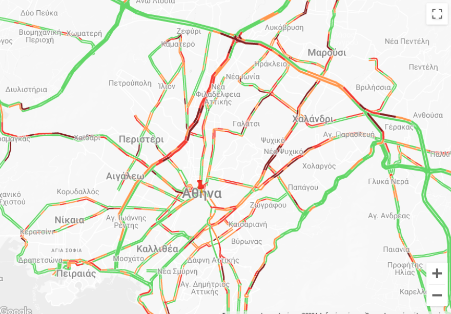 Κίνηση στους δρόμους: Πού έχει μποτιλιάρισμα τώρα - Τρία τροχαία νωρίς το πρωί σε Κηφισίας, Κηφισό και Λ.Σχιστού 