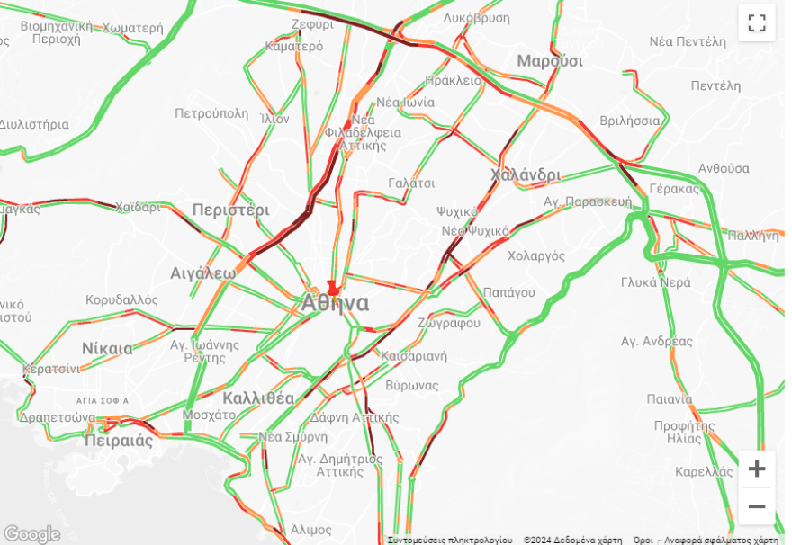 Κίνηση στους δρόμους: Πού έχει μποτιλιάρισμα τώρα στους δρόμους του Λεκανοπεδίου Αττικής 
