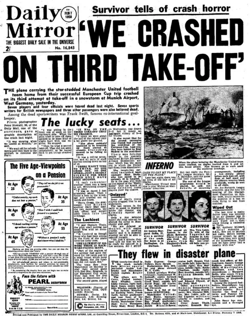 6 Φεβρουαρίου 1958: Η αεροπορική τραγωδία των «μπέμπηδων» της Μάντσεστερ Γιουνάιτεντ