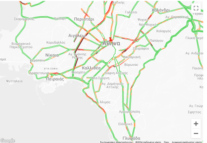 Η κατάσταση στους δρόμους αυτή την ώρα - Καθυστερήσεις στο  κέντρο και στο ανοδικό ρεύμα του Κηφισού