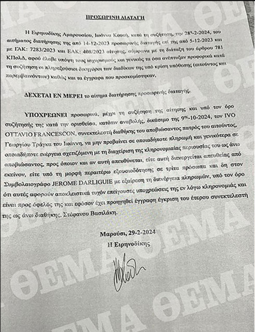 Κληρονομιά Τράγκα: Δεύτερη δικαστική νίκη για τον Γιάννη 