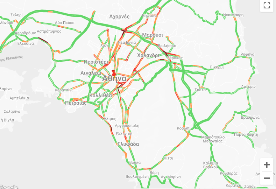 Live η κίνηση: Πού είναι αυξημένη