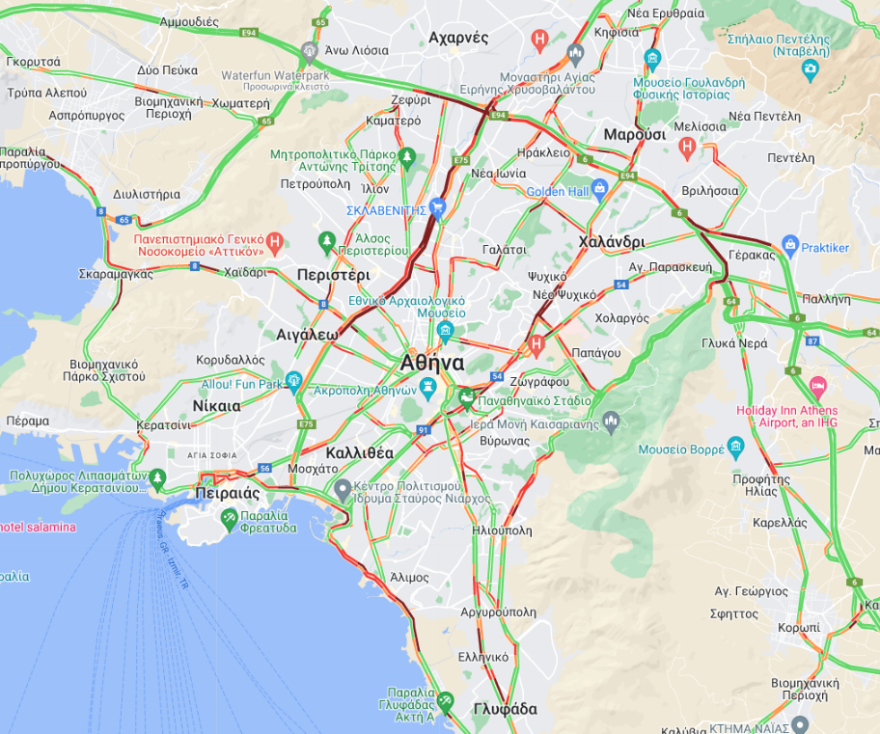 Κίνηση στους δρόμους: Στο «κόκκινο» ο Κηφισός και σήμερα - Μέχρι και μισή ώρα καθυστερήσεις στην Αττική Οδό