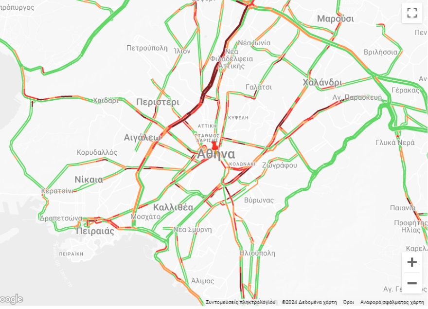 Κίνηση στους δρόμους: Ουρές χιλιομέτρων στο Κηφισό - Στο «κόκκινο» Κηφισίας και λεωφόρος Αθηνών Κορίνθου