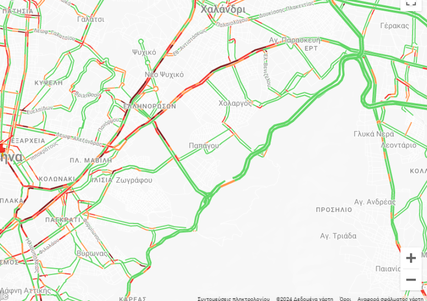 Κίνηση στους δρόμους: Ουρές χιλιομέτρων στο Κηφισό - Στο «κόκκινο» Κηφισίας και λεωφόρος Αθηνών Κορίνθου