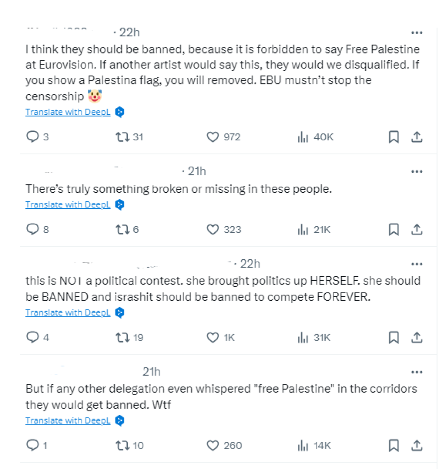 Eurovision 2024: Η εκπρόσωπος του Ισραήλ έκανε πρόβες με τεχνητά γιουχαρίσματα και το Twitter αντέδρασε - Προκαλεί, γράφουν