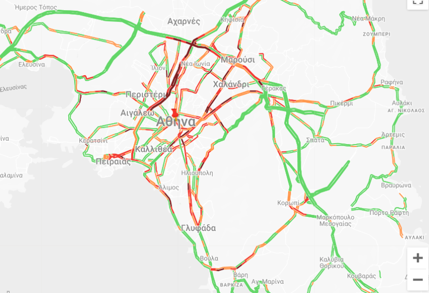 Κίνηση: Μποτιλιάρισμα στους δρόμους με 20λεπτες καθυστερήσεις στην Αττική Οδό - Χαμηλές ταχύτητες στον Κηφισό