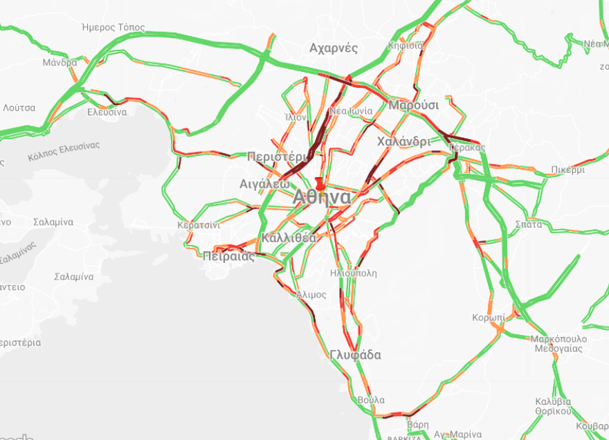 Αυξημένη η κίνηση σε Κηφισό, Κηφισίας και Λ. Ποσειδώνος - Χαμηλές ταχύτητες και στην Αττική Οδό
