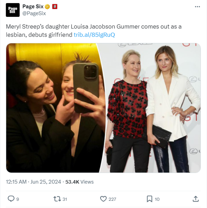 Μέριλ Στριπ: Η κόρη της αποκάλυψε ότι είναι λεσβία 