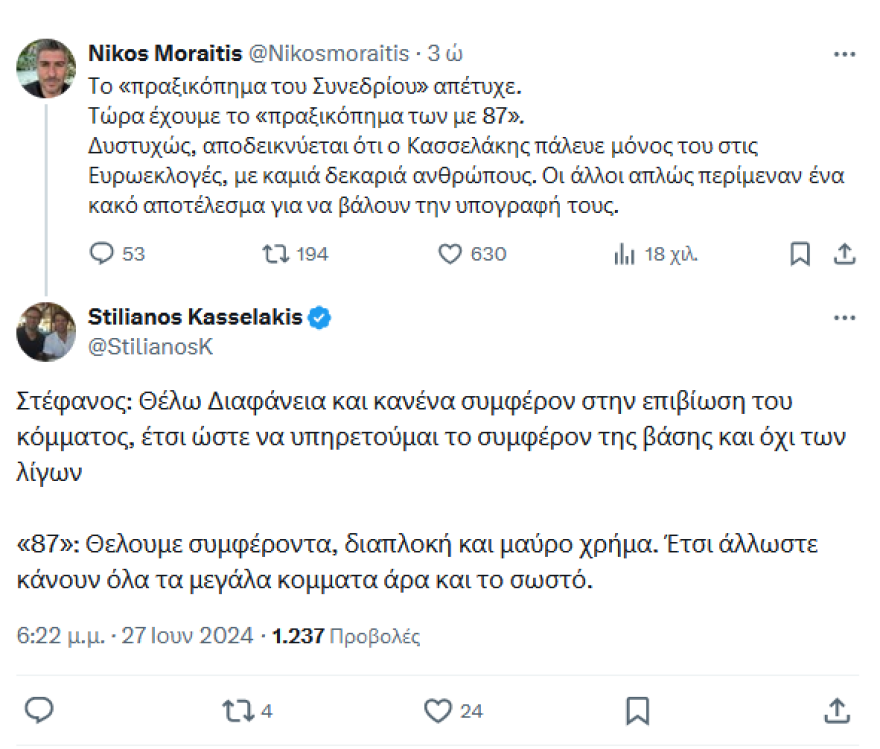 ΣΥΡΙΖΑ: Ο αδελφός Κασσελάκη επιτίθεται στους 87 - Βουλευτές, μέλη, ξαδέλφια και τρολ στον εμφύλιο 