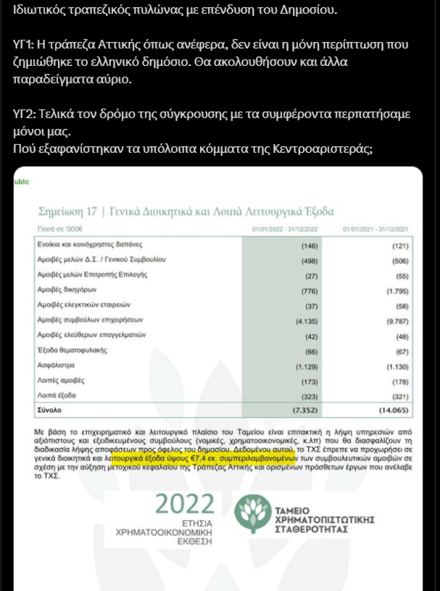 Κύκλοι υπουργείου Οικονομικών: Άστοχη και επιπόλαιη η ανάρτηση Κασσελάκη για την Τράπεζα Αττικής - Επιμένει ο πρόεδρος του ΣΥΡΙΖΑ