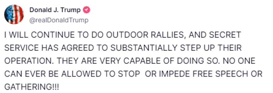 Ο Τραμπ θα συνεχίσει τις προεκλογικές συγκεντρώσεις σε εξωτερικούς χώρους