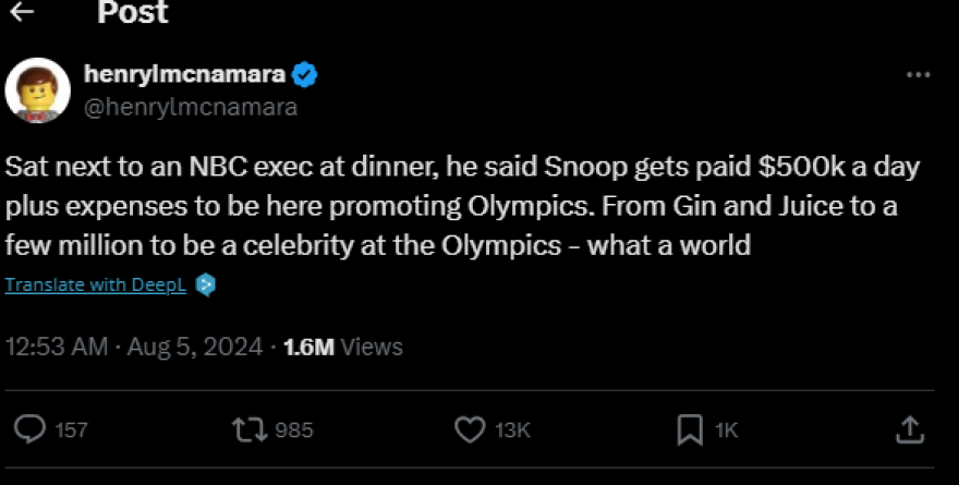 Ολυμπιακοί Αγώνες - Snoop Dogg: Φήμες ότι παίρνει 500.000 δολάρια τη μέρα για να προωθεί τη διοργάνωση