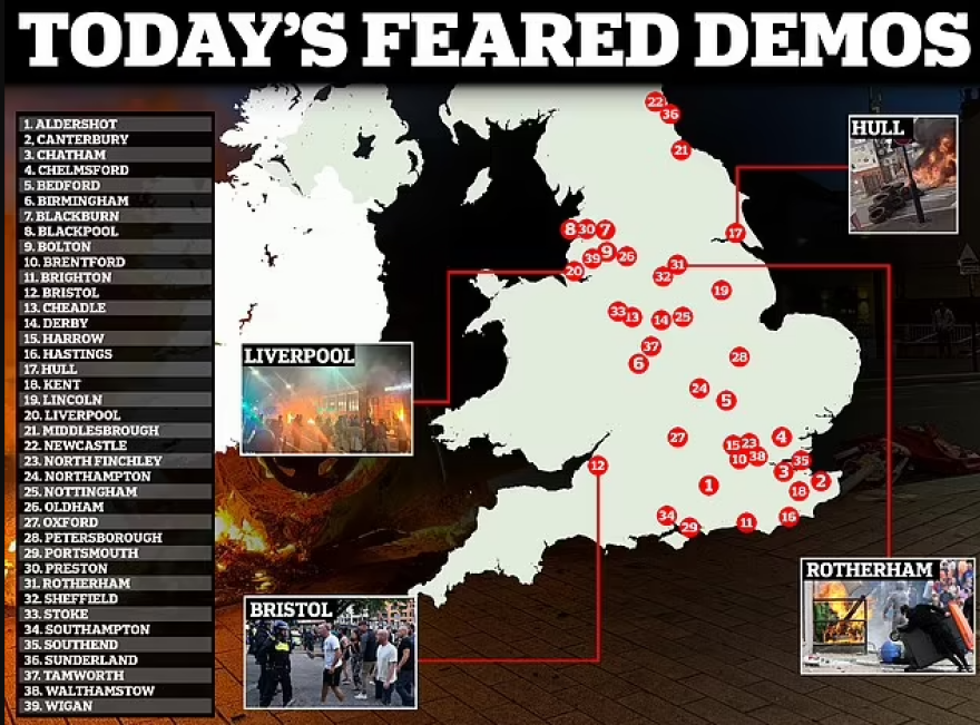 Βρετανία: Στη φυλακή τρεις κατηγορούμενοι για πρόκληση βίας - Πάνω από 100 συγκεντρώσεις διαμαρτυρίας απόψε