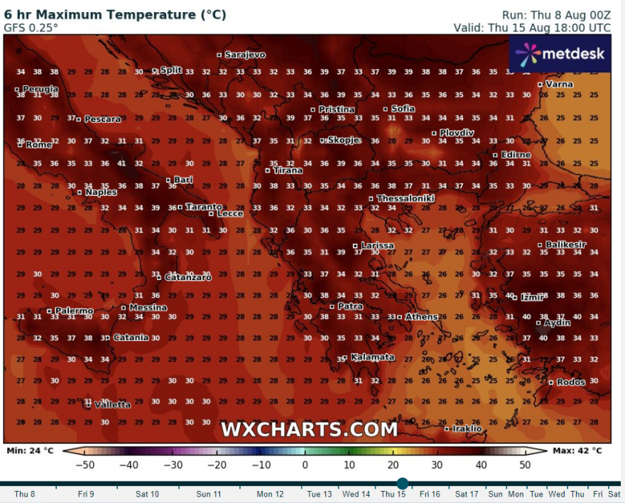 Καιρός: Ισχυρά μελτέμια έως 8 μποφόρ, καθώς οδεύουμε προς το Δεκαπενταύγουστο - Έρχονται 40άρια στα δυτικά 