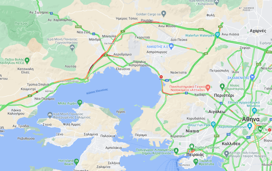 Κίνηση στους δρόμους: Πάνω από 20 λεπτά οι καθυστερήσεις στην Αττική Οδό από Ασπρόπυργο μέχρι Ελευσίνα