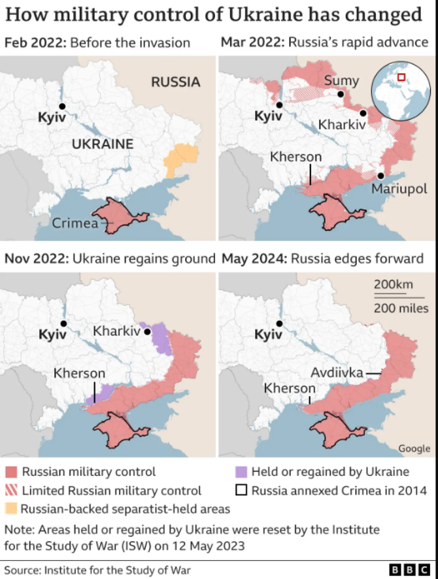 Πόλεμος στην Ουκρανία: Από την εισβολή της Ρωσίας στην αντεπίθεση του Κιέβου με την προέλαση στο Κουρσκ - Η σύγκρουση σε χάρτες