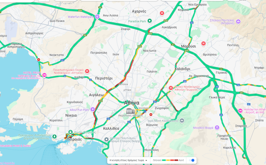 Δύο τροχαία στον Κηφισό - Αυξημένη η κίνηση στο ρεύμα κυκλοφορίας προς Πειραιά