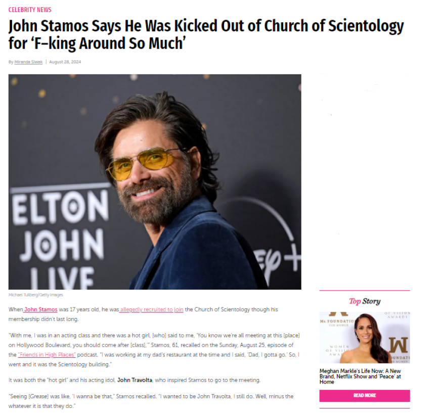 Τζον Στάμος: Εξηγεί γιατί τον είχαν διώξει από την Σαϊεντολογία - Ήμουν πολύ ενοχλητικός, είπε