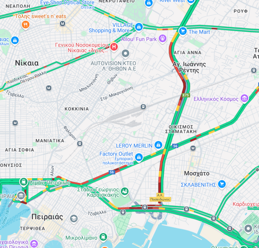 Κίνηση στους δρόμους: Μποτιλιάρισμα στον Κηφισό λόγω τροχαίου στου Ρέντη