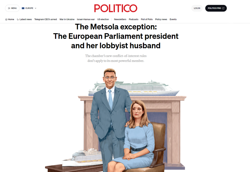 Politico: Η Μέτσολα απαγόρευσε στους ευρωβουλευτές σχέσεις με λομπίστες αλλά η ίδια είναι παντρεμένη με έναν