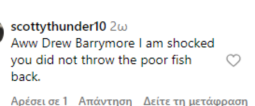 Ντρου Μπάριμορ: Ανέβασε φωτογραφία της με νεκρό ψάρι και τα «άκουσε» από τους vegan