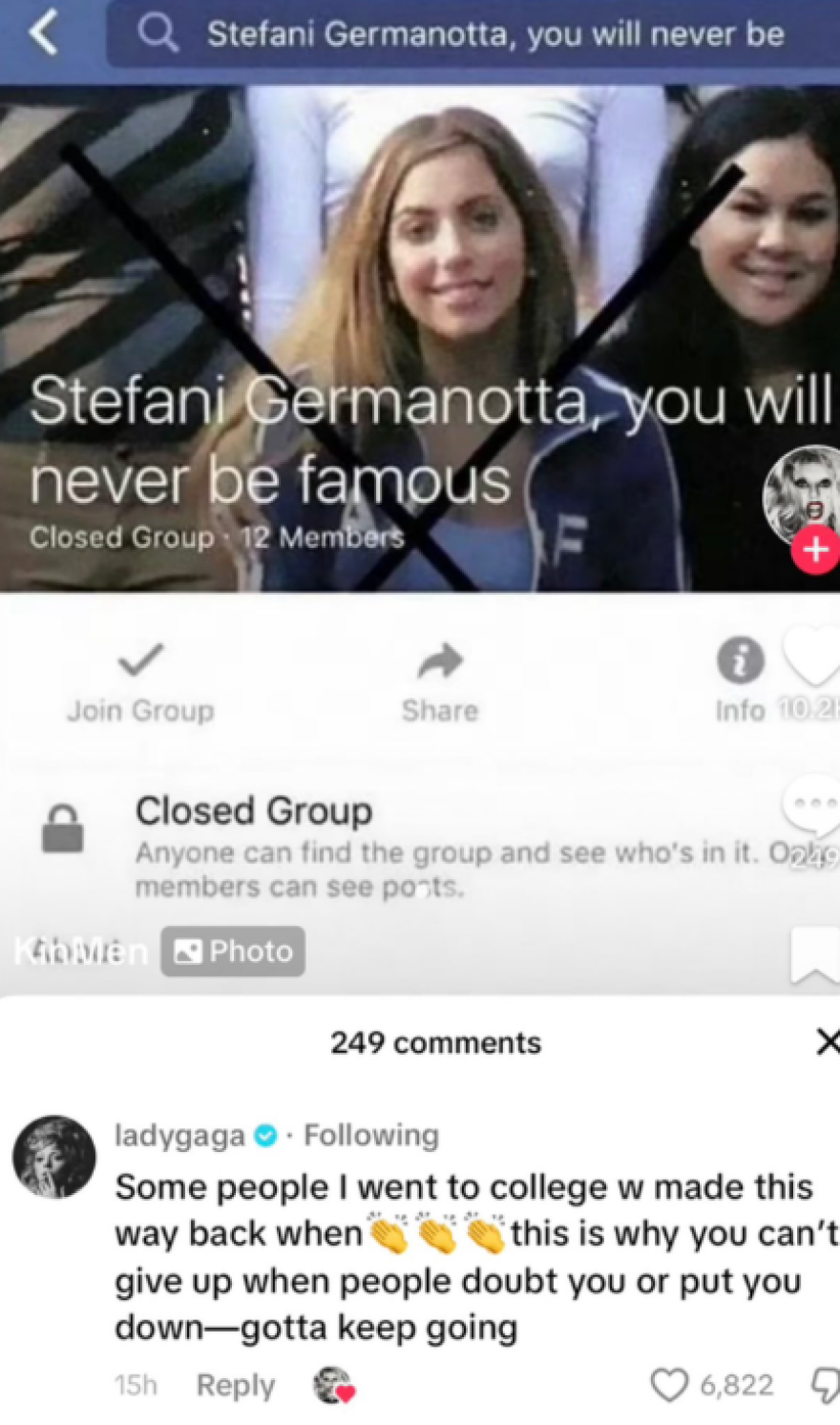 Lady Gaga: Οι συμφοιτητές της είχαν κάνει σελίδα στο Facebook που έγραφε ότι η τραγουδίστρια δεν θα γίνει ποτέ διάσημη