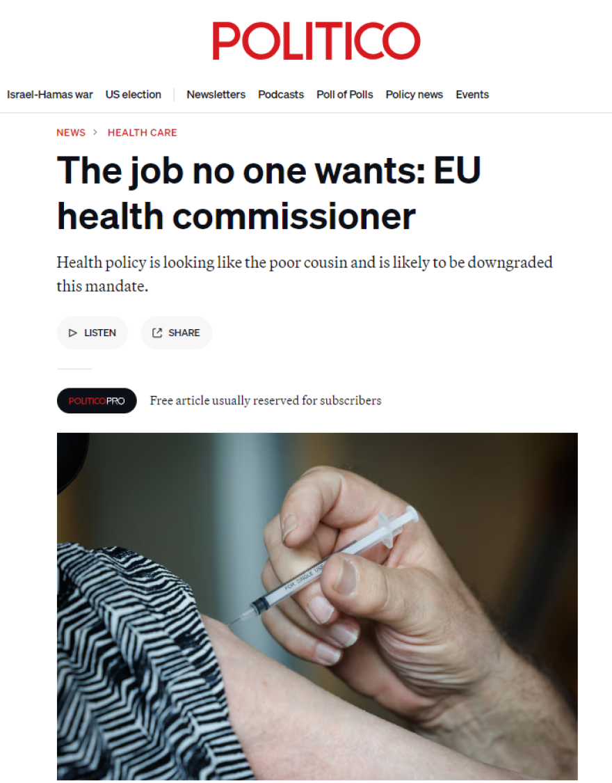 Ανάλυση Politico: Γιατί κανείς στις Βρυξέλλες δεν θέλει να γίνει Επίτροπος Υγείας και ποιους σκέφτεται η Φον ντερ Λάιεν