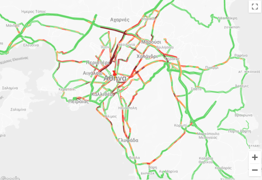 Κίνηση: Μποτιλιαρισμένη η Αττική Οδός - Live εικόνα
